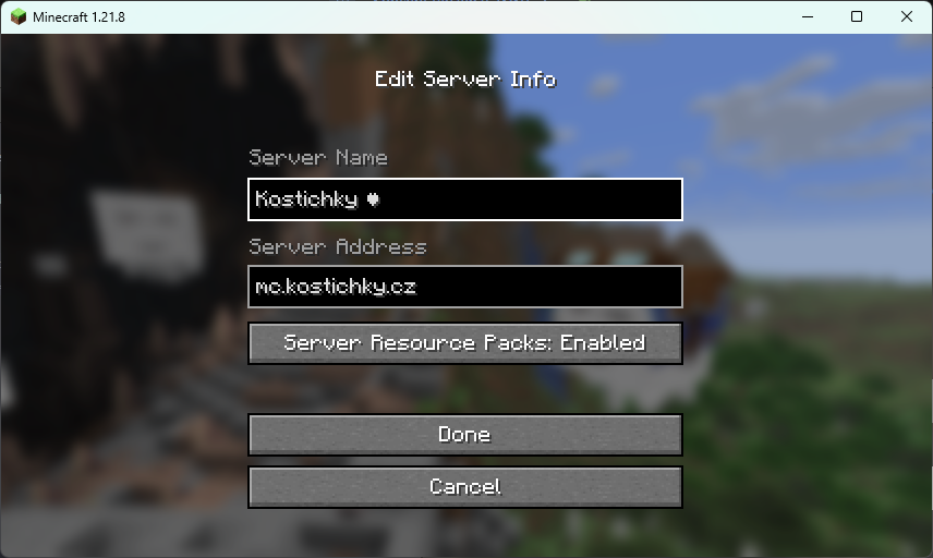 Minecraft - Edit Server Info